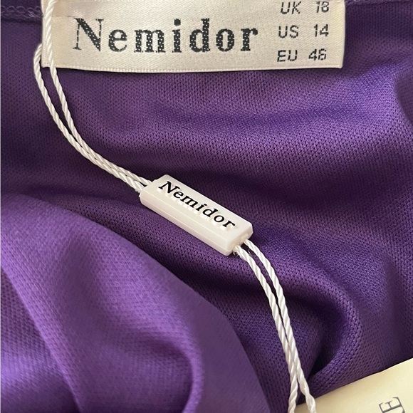 Nemidor Elegant Purple Floral Lace Midi Dress with Waist Tie Plus Size 14 - Picture 11 of 16